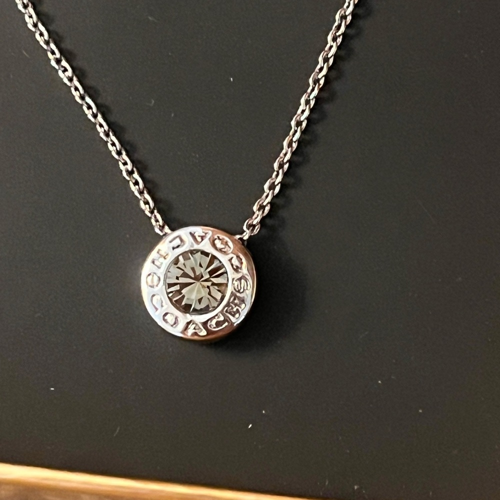 Coach Silver-Tone Round Logo Pendant Necklace - Picture 2 of 4